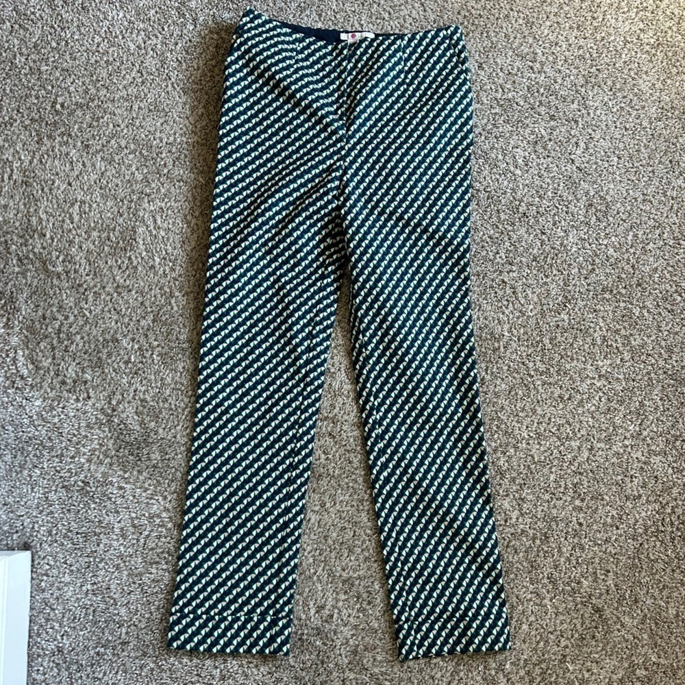 Boden Green Blue Teal Printed Dress Pants Office Formal Spring 4 Long Trousers